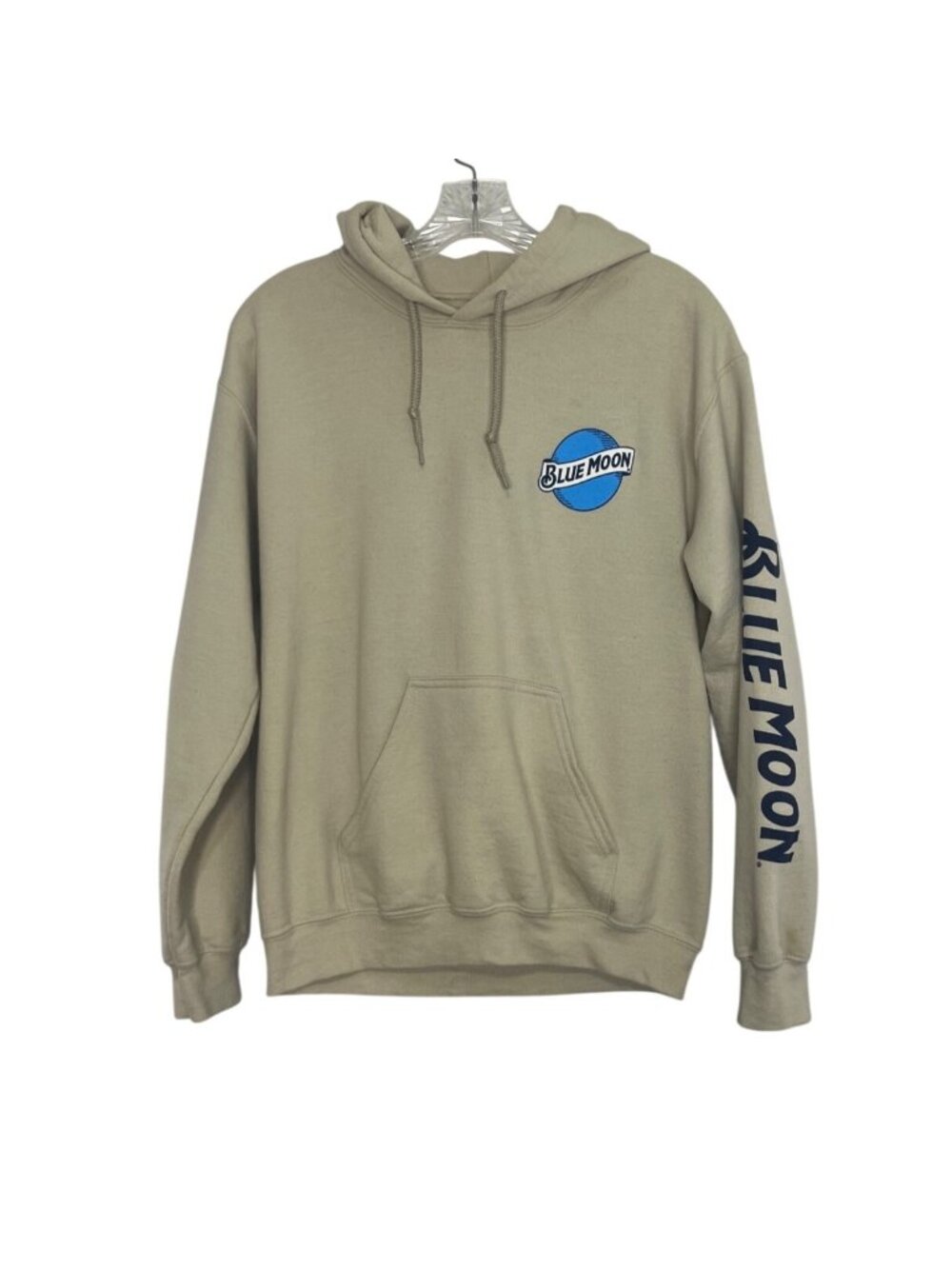 Blue Moon Hoodie Sweatshirt Mens Small Beige Graphics
